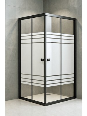 Durul Duşakabin Kare Siyah Desenli Cam