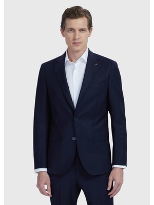 Ramsey Lacivert Düz Modern Fit Yün Karışımlı Takım Elbise