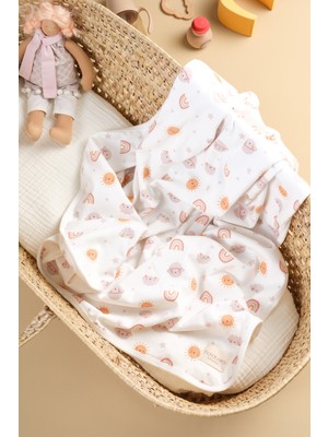 Bondberro Çift Taraflı Interlok Bebek Battaniyesi  %100 Pamuk  100 x 85 cm ( Güneş )