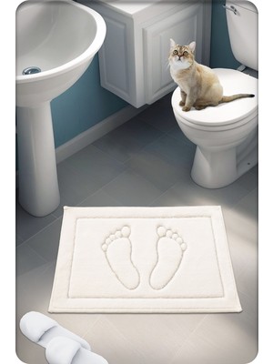 Cotton Crafty Pamuk Dokuma Su Emici Banyo Paspası Ayak 60X40 cm Krem