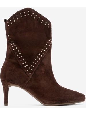 Dericlub Kadın Sivri Orta Topuk Bot Gerçek Deri Rg 5510 Bitter