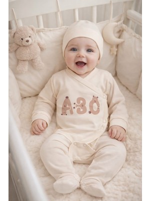 Ladora Tekstil Organik Unisex  3'lü Kruvaze Badili Takım