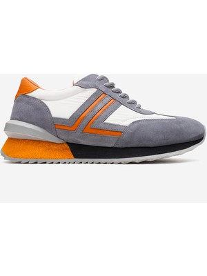 Dericlub Erkek Kalın Taban Bağcıklı Casual Ayakkabı Gerçek Deri Cr 2619 Beyaz/gri