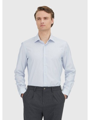 Ramsey Açık Mavi Regular Fit Dokuma Klasik %100 Pamuk Gömlek