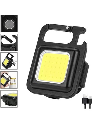 LTG Nova Hs-37 LED Anahtarlıklı Cep Boy Cob LED Metal Kasa Mıknatıslı Şişe Açacağı Usb’li Şarj Edilebilir El