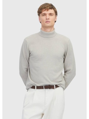 Ramsey Taş Tam Balıkçı Yaka Düz Örgü Yün Karışımlı Triko Kazak