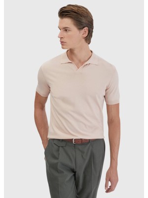 Ramsey Pembe Polo Yaka Düz Örgü Triko