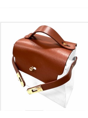 Ahfa Natural Craft Şeffaf Pleksi Suni  Deri Kapaklı Dekoratif Çanta,çiçek Çantası,parfüm Kozmatik Balık Çantası