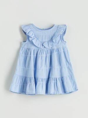 Lc Waikiki Yeni Sezon Bisiklet Yaka Fırfırlı Kız Bebek Elbise