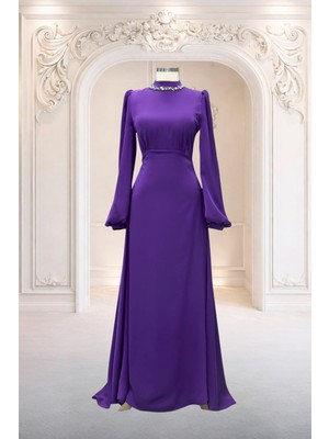 Amine Hüma Rüya Abiye Elbise Mürdüm