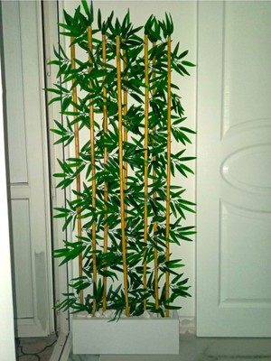 Yapay Bambu Ağacı 1.50 mt Boy Bamboo Çubuk Çiçek 50 cm Ahşap Beyaz Iç Mekan Saksı