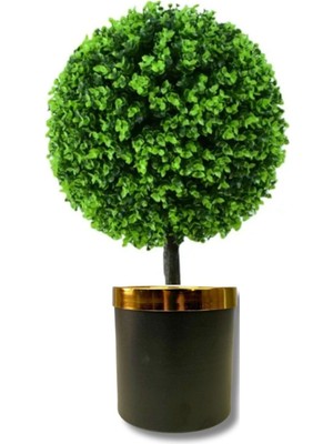 Rüzgar Yapay Çiçekçilik 40 cm Şimşir Top Siyah Gold Saksıda