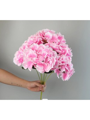 Rüzgar Yapay Çiçekçilik Açık Pembe Ortanca Demeti