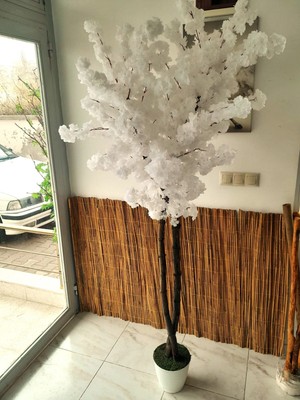 Yapay Beyaz Bahardalı Ağacı 1.90 mt Büyük Boy Beyaz Bahar Dalı Bahar Yaz Ağacı Çiçek