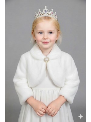 Ayyılmaz Pelüş Uzun Kol Kız Çocuk Bolerosu B9948 Ekru