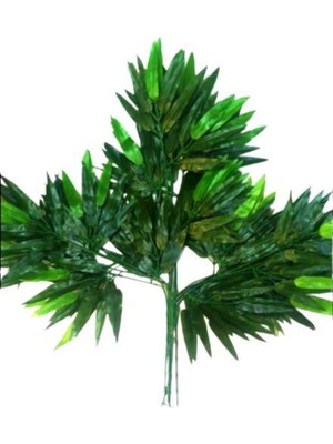 12 Adet Yapay Bambu Yaprağı Demet Şeklinde Islak Doku Canlı Parlak Bambu Yaprak