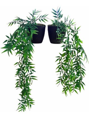 Yapay  2 Adet Sarkıt Çiçek Sarkan Yapay Sarmaşık Bitki Saksıda 40 cm Ebat