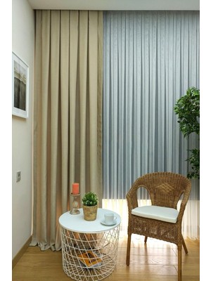 Storemax Ev Depo Taç Bej Düz Renk Soft Fon Perde Pilesiz Düz Dikim Ekstrafor Büzgü Tek Kanat TACEKSSOFTFONPERDE001, Bej, 70 x 270