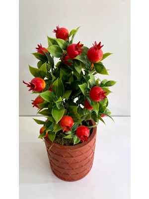 Rüzgar Yapay Çiçekçilik Beton Saksıda Nar Ağaci