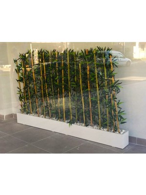 Yapay Bambu Ağacı Seti 1.50 mt Boy Bamboo Çubuk Çiçek 2 Adet 75 cm Ahşap Beyaz Iç Mekan Saksıda