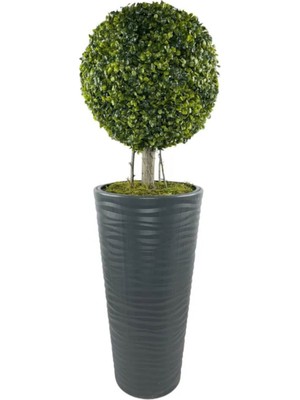 Rüzgar Yapay Çiçekçilik 110 cm Şimşir Top Antresit Saksıda