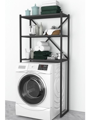 Bofigo 3 Raflı Metal Banyo Düzenleyici Metal Banyo Rafı Çamaşır Makinası Üstü Antrasit