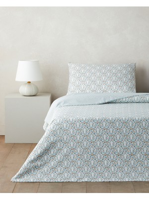 English Home Poemy Kolay Ütülenir Tek Kişilik Nevresim Seti 160X220 cm Turuncu-Mavi