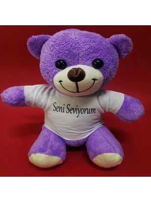 Tiklad Seni Seviyorum Tişörtlü Mor Peluş Ayıcık