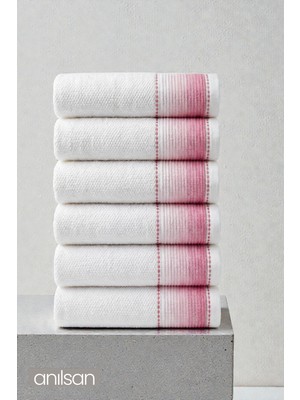 Anılsan 6'lı Selina Pembe El Havlusu - 50X100 Cm, 235 Gr, %100 Pamuk, Spa ve Otel Havlusu