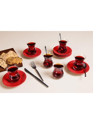 Storemax Suzanne Seasons Kırmızı 6 Kişilik Çay Takımı