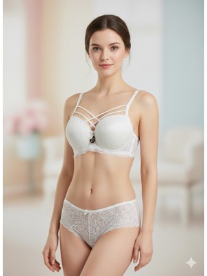 Trend Dokunuş Kadın Askılı Dolgulu ve Dantelli Iç Çamaşırı Sütyen Külot Takımı