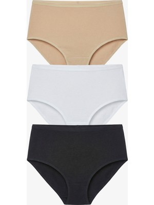 Blackspade Kadın Külot 3'lü Paket Essential 1577 - Siyah Beyaz Ten