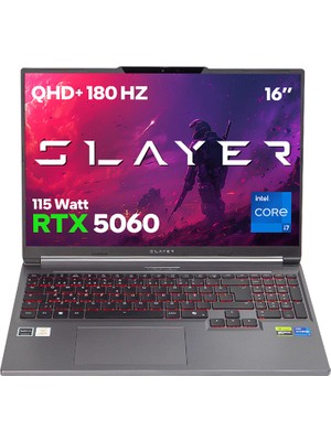 Game Garaj Slayer X7T-5060 C3 Intel Core I7 14650HX 32GB Ram 2tb SSD RTX5060 16" Qhd+ 180Hz IPS Freedos Gaming Laptop