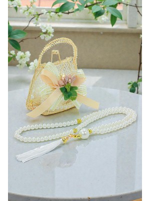 İhvan Online Gold Mini Çantalı Inci Tesbihli Mevlüt Hediye Seti - Beyaz