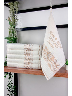 İhvan Online Kişiye Özel Isimli Nakışlı Havlu, Jakarlı %100 Pamuklu Çeyizlik Gelin Damat Havlusu