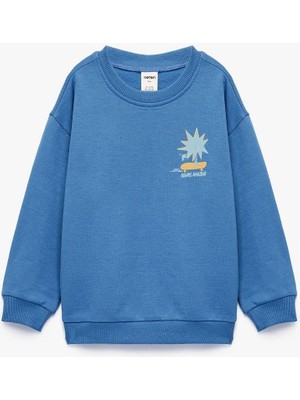 Koton Erkek Bebek Baskılı Uzun Kollu Bisiklet Yaka Pamuklu Şardonlu Sweatshirt