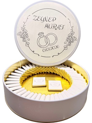 Bubi Çikolata Isme Özel Metal Kutuda Söz/nişan Çikolatası 48 Adet