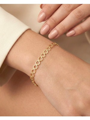 İndigo Takı Çember Sade Su Yolu 14 Ayar Altın Bileklik