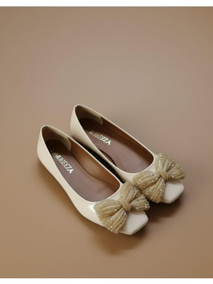 Emienza Emıly Vegan Rugan Deri Fiyonk Detaylı Bayan Babet