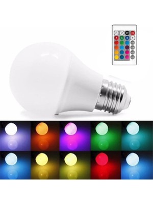 10W Parlak Rgb LED Akıllı Ampul | Kumandalı Renk Değiştiren Dekoratif Lamba (1100 Lümen)
