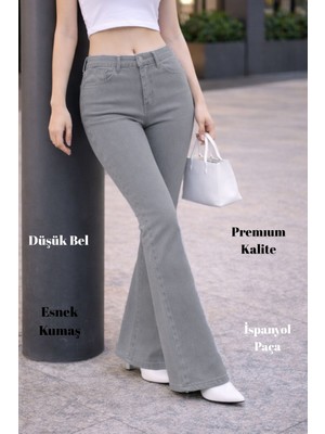 Cedy Denim Cedy Denım Yüksek Kalite Kadın 5 Cep Düşük Bel Ispanyol Paça Skinnyfit Esnek Jean Pantolon C619
