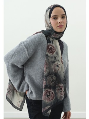 Fresh Marıelle Desenli Pamuk Viskon Şal Gece Mavisi