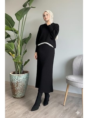 Karsel Taşlı Kadın Jile Elbise 2 Li Takım