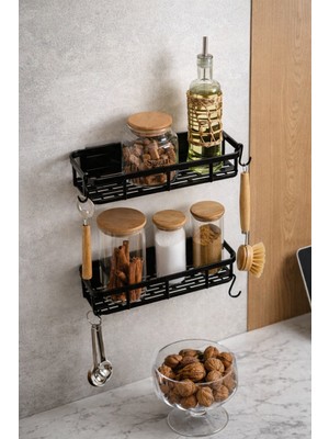 Yapışkanlı Plastik  Banyo ve Mutfak Rafı Düzenleyici - 2'li Set