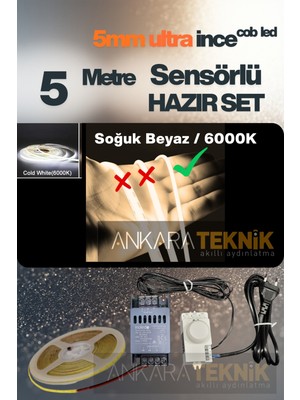 OEM Ankarateknik Sensörlü COB Şerit LED Ultra İnce/ 6000K SOGUK BEYAZ