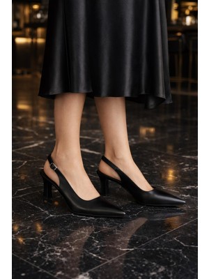 ModaOnn Şık ve Klasik Sivri Burun Kadın Topuklu Ayakkabı
