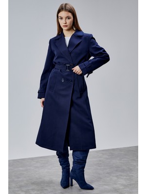 Bolivente Victoria Lacivert Kemerli Regular Trençkot