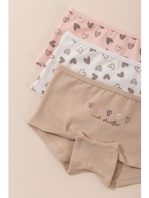 Baykar Kız Çocuk Pamuklu Renkli Baskılı Likralı Boxer 3'lü Paket 5760 Renkli