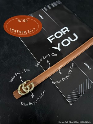Fiori Hakiki Bombeli Deri Yazılı Kadın Kemeri, Pantolon Kemeri, Ceket Kemeri, Elbise Kemeri