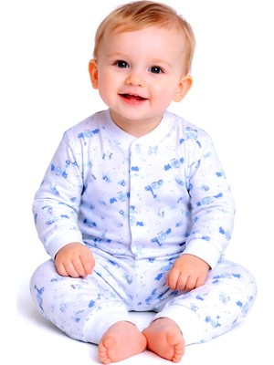 Ladora Tekstil %100 Pamuk Yumuşak Önden Çıtçıtlı Açılabilen Bebek Yatak Pijaması